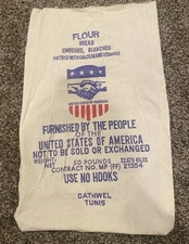 Vintage 50 Lb Flour Sack Donated By People Of The United States Of America