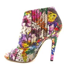 Jimmy Choo Floral Print Python Ankle Booties