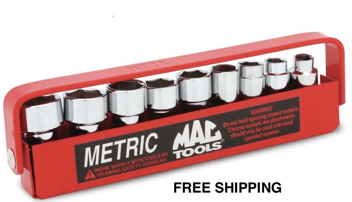 MAC TOOLS 9 PC 1/4”DR METRIC UNIV SWIVEL SOCKET SET 6MM-14MM