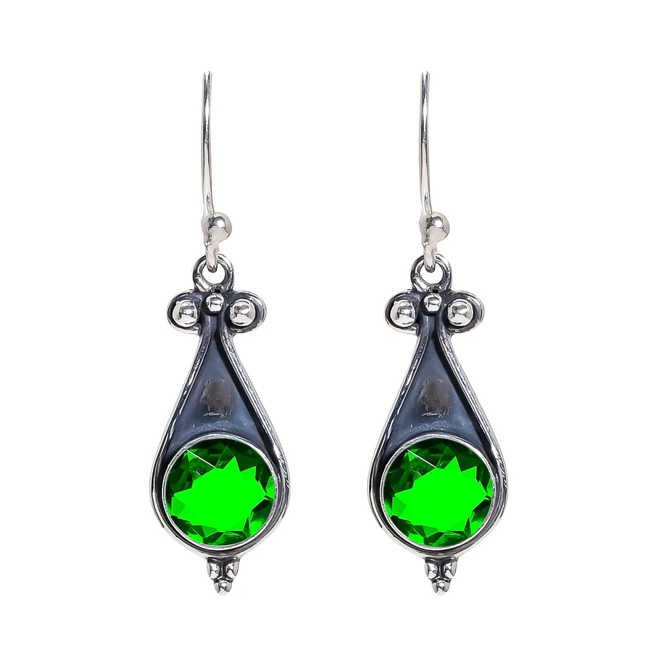 Pendiente de plata de ley 925 con diopsido cromado, regalo de Navidad, regalo para ella E40328 Foto 4 de 4