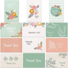 96-Pack Floral Design Thank You Note Cards Bulk Box Set with Envelope Included