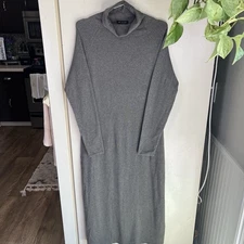 NEW H By Halston Women Silk Cashmere Sweater Midi Dress Size Small Brown Beige