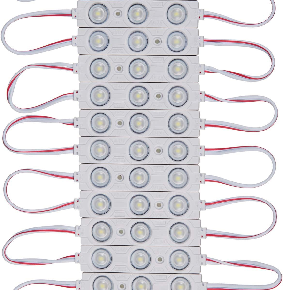 200 PCS DC12V White 6500K Injection 3 LED Module 1.32W Waterproof Decorative Bac