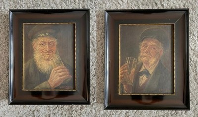 A.F. Kirsch 1911-1913 signiertes Ölgemälde alter Mann mit Bier Charakterporträt