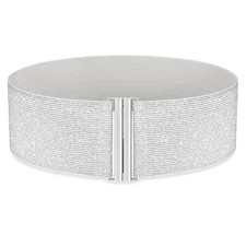 Women Wide Elastic Belts for Dresses Corset Fit Waist Size 28-32 Inches Silver