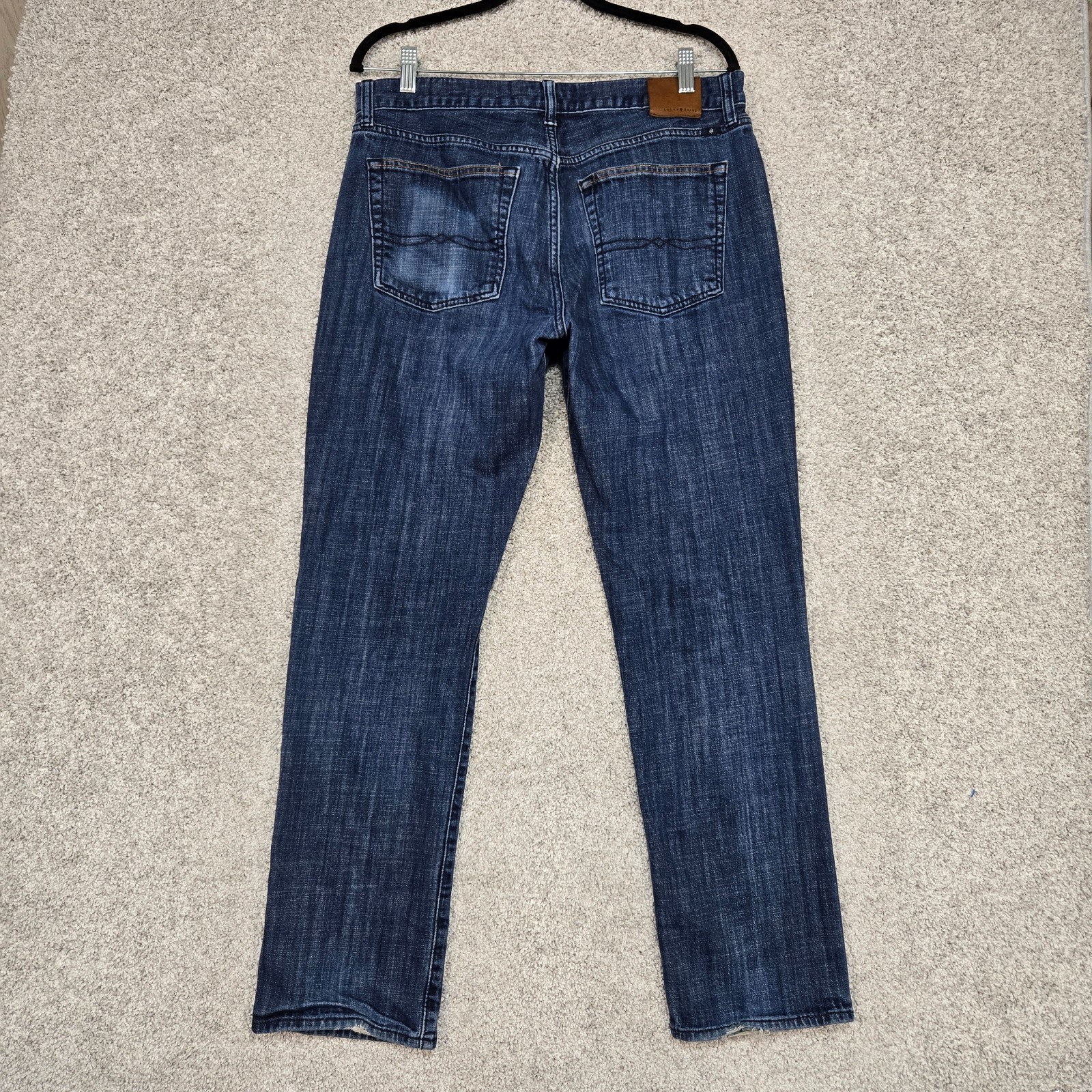 33x30 Blue Button Fly Cotton Distressed
