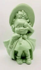 Vintage Haeger Pottery Celadon Green Bo Peep Baby Girl Crying Vase Planter USA