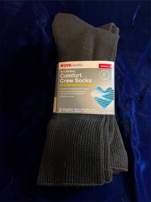 2 Pair CVS Comfort Crew Socks Non Binding Diabetic
