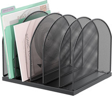 Desktop File Organizer, Desk Organizer with 5 Compartments, Paper Organizer for