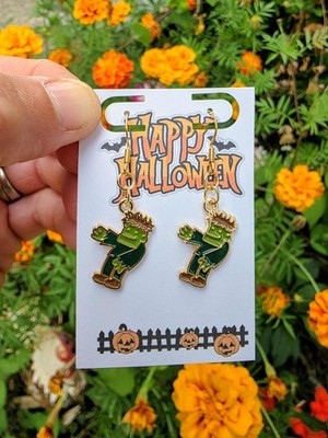 Frankenstein Halloween Dangle Earrings | Monster Jewelry | Classic Horror Gift