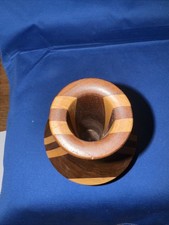 Turned Wood Single Bud Vase Miniature Signed EAV