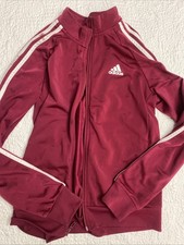 VTG Y2K Adidas Youth Track Jacket Full Zip Size Large 12/14 Burgundy