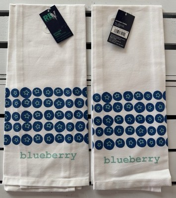 NWT set/2 RE Room Essentials Brand KITCHEN TOWELS 100% cotton ''blueberries''