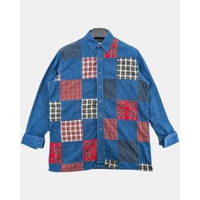 Vintage Ideas by Bob Chris Patchwork Denim Plaid Shirt Medium 90s