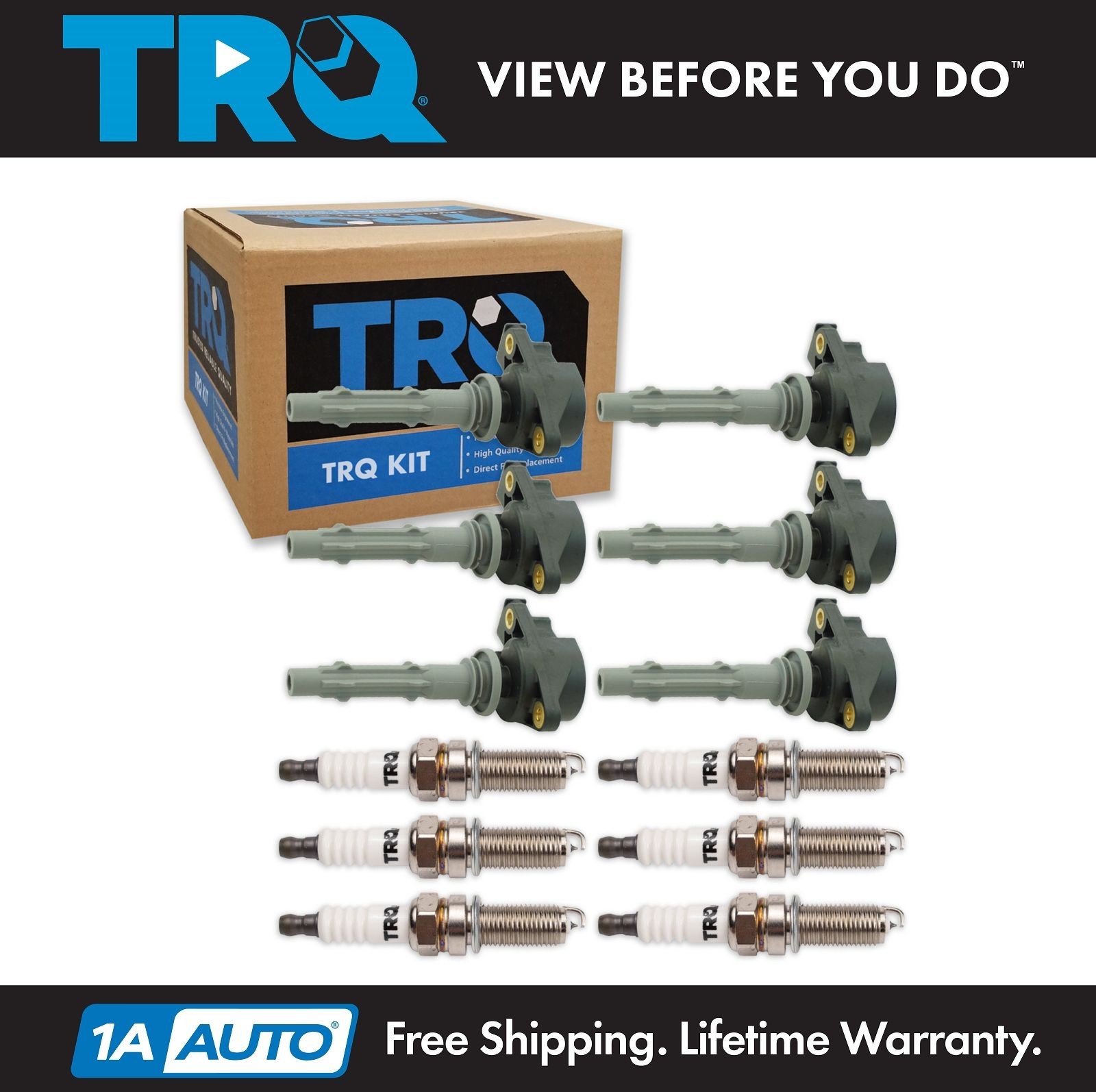 TRQ Ignition Coil  Iridium Spark Plug Kit Set for Dodge Mercedes Benz New