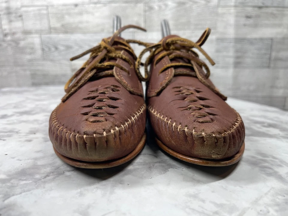 Zapatos Latinos Anthropologie Oxford Mujer 7.5M Cuero Marrón Zapatillas Tejidas con Cordones Foto 4 de 4