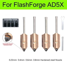 0.25-0.8mm Hardened Steel Nozzles For Flashforge AD5X Extruder 3d Printer Parts
