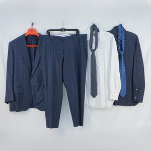 Isaia Napoli & More Wool Two Piece Suit, Dress Shirts and Ties In Blue/White