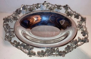 Masorett Large 12” Beautiful Sterling Silver Judaica Grapevine Open Work Basket