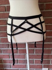 Victoria s Secret Black Strappy Stretch Garter Belt - Size M/L NWOT