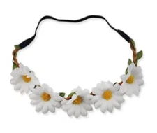 White Floral Headband Elastic Fairy Festival Wedding Hair Jewelry Accessories