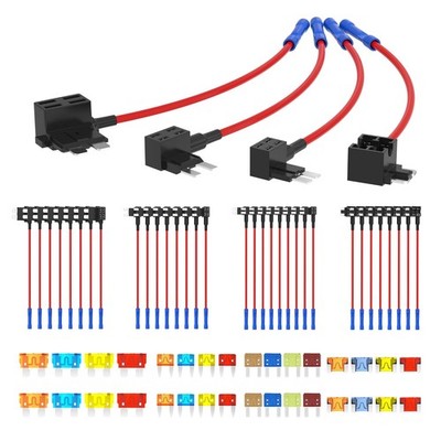 36PCS Fuse Tap 12V 4 Types Add a Fuse Kit with 5A 10A 15A 20A Fuse Standard Low