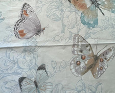 POTTERY BARN PASTEL BUTTERFLY FLORAL BLUE/LAVENDER /TAN KING SIZE DUVET COVER