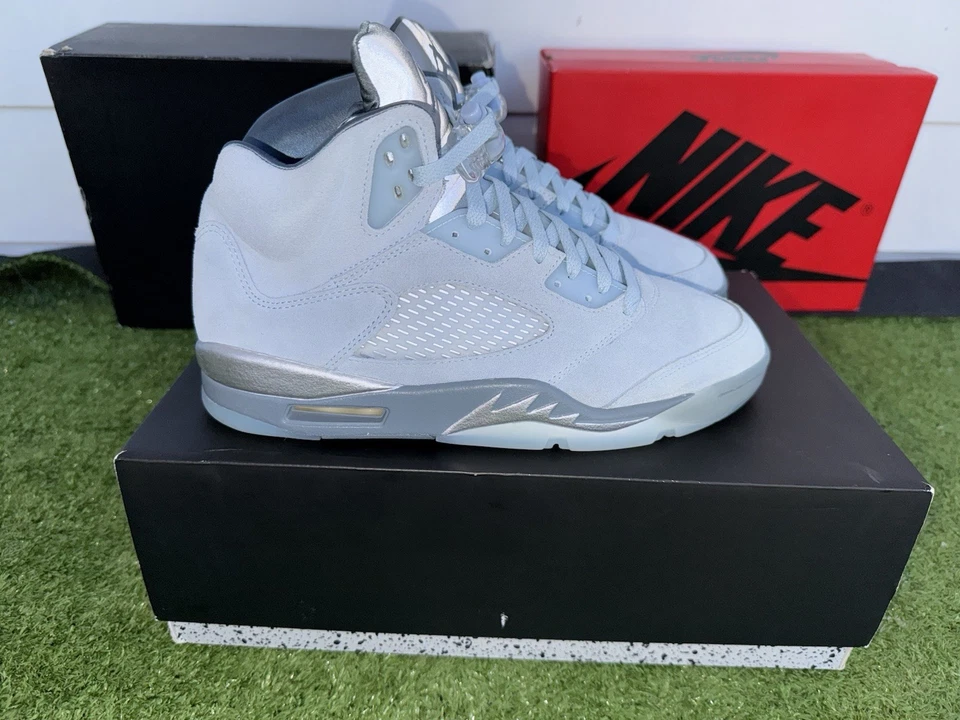 VNDS Air Jordan 5 Retro 2021 Blue Bird Talla 8,5 m/10 W OG ALL Foto 2 de 4