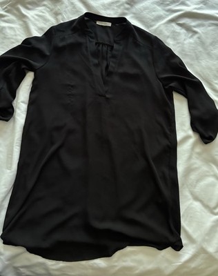 LUSH Brand Women s Classic Blouse Tunic V-neck Black Sheer Sz S Dress