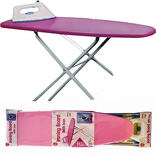 KIDS GIRLS PINK IRONING BOARD W D IRON TOY PRETEND FUN XMAS GIFT PLAY SET 50 CM