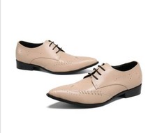 Mens Wing tip Lace Up Brogue Formal Pointy Toe Leather Business Wedding Shoes