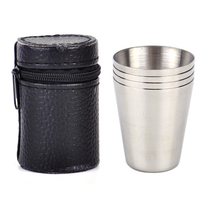 4x Trinkbecher Edelstahl Becher Camping Outdoor Campingbecher Flachmann Becher