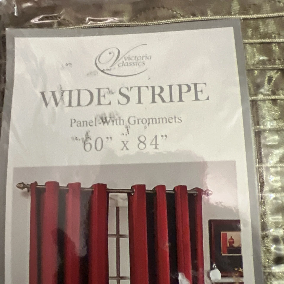 Victoria Classics Juego de 2 paneles a rayas anchas 60"x84" champán NUEVO Foto 4 de 4