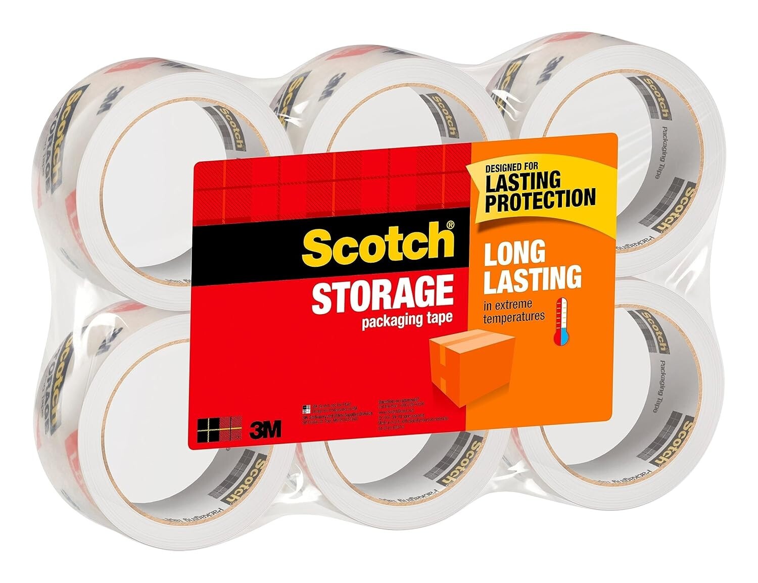 Scotch 3M Storage Packing Tape 6 Rolls Heavy Duty Shipping Packaging