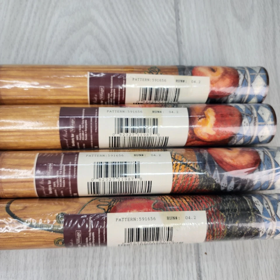 Borde de pared Raymond Waites Village (4) rollos de manzanas y cestas de vinilo preparado Foto 2 de 4