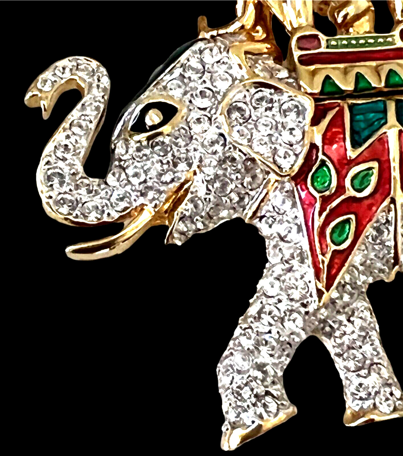 Kenneth Jay Lane KJL Brooch Pin PAVE Jaipur Eleph… - image 8