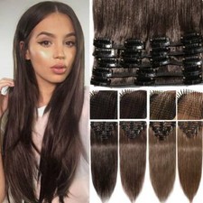 Curled Clip in Remy Human Hair Extensions Full Head Weft Highlight 8A balayage 8