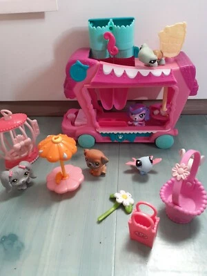 Lot 6 Figurines Petshop Structure Maison Camion marchand de Glace Accessoire LPS - Photo 1/4