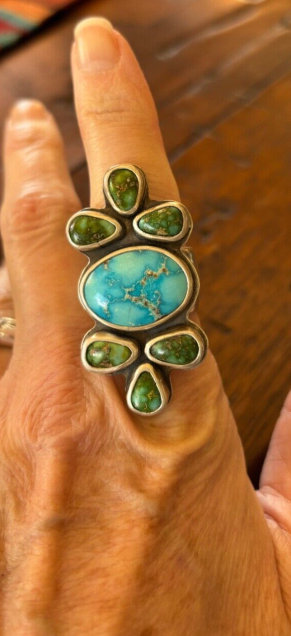 Sonoran Turquoise Cluster Statement Ring/size 8.2… - image 3