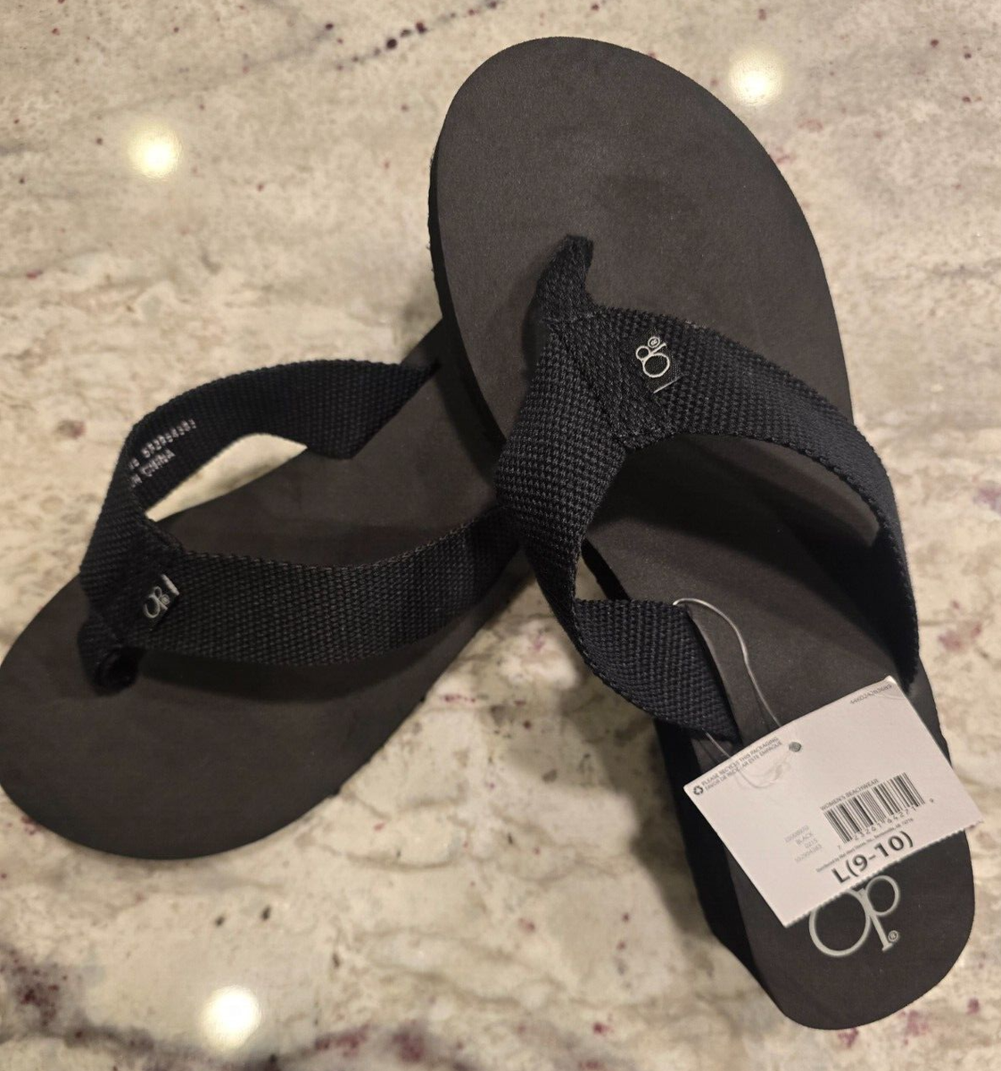 OP Black Web Strap Upper Wedge Flip Flop Sandal or Craft Blanks Sz