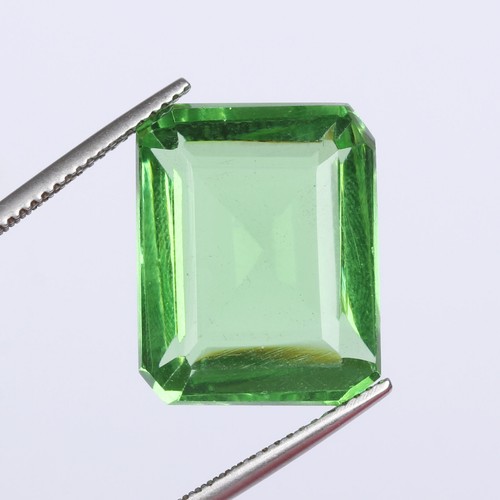 6 Carat Emerald Cut Lab Created Parrot Green Color Amethyst Gemstone For Signet - Picture 3 of 7