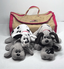 Vintage Tonka Pound Puppies Newborn Carrier Case with 4 Puppies Plush 1985
