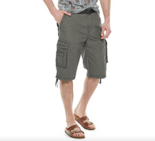 UNIONBAY Cordova Messenger Belted Gray Cotton Cargo SHORTS  44x13  NWT