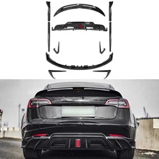 Full Body Kit Aerokit With LED FAST Style Gloss Black For Tesla Model 3 18-23