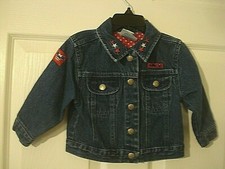 Disney Denim Jacket Minnie Mouse Stars Patches Mickey Minnie on Back Size 18 M