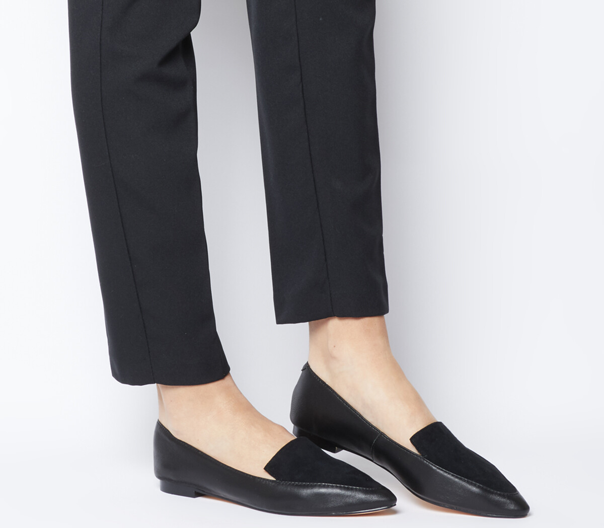 Femme Bureau Frougedie pointu Mocassins en cuir noir en daim noir Flats Femme Bureau Frougedie pointu Mocassins en cuir noir en daim noir Flats