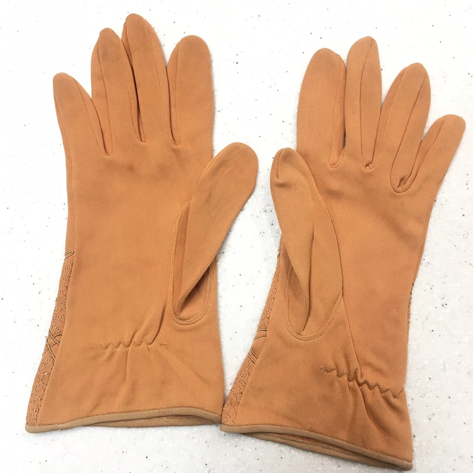 Vintage MCM Lady Dress Glove Wrist Evening Embroidered Orange Halloween Costume - Image 2 of 4