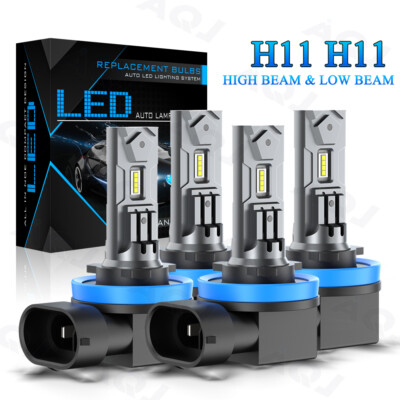 4x White LED Headlight High Low Bulbs Upgrade Pkg for Toyota Tacoma 2016-2019