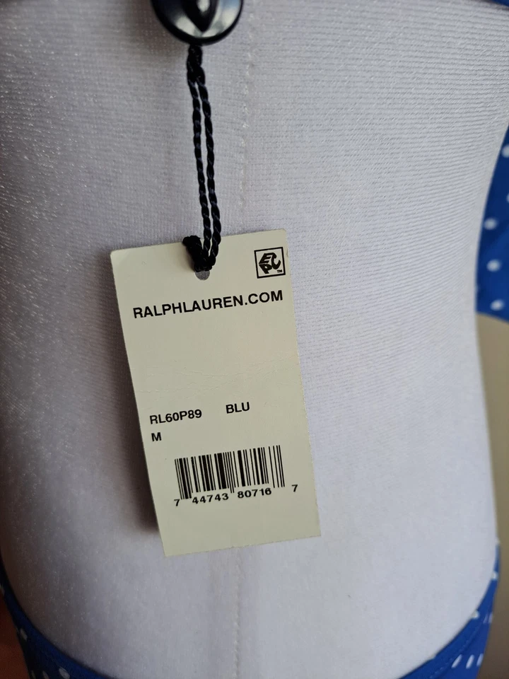 Nuevo Traje de Baño Ralph Lauren Azul Lunares Talla Top M/Inferior XS Foto 4 de 4