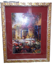 QUADRO stampa con cornice e vetro PAESAGGIO GIARDINO FIORI cm 50x60